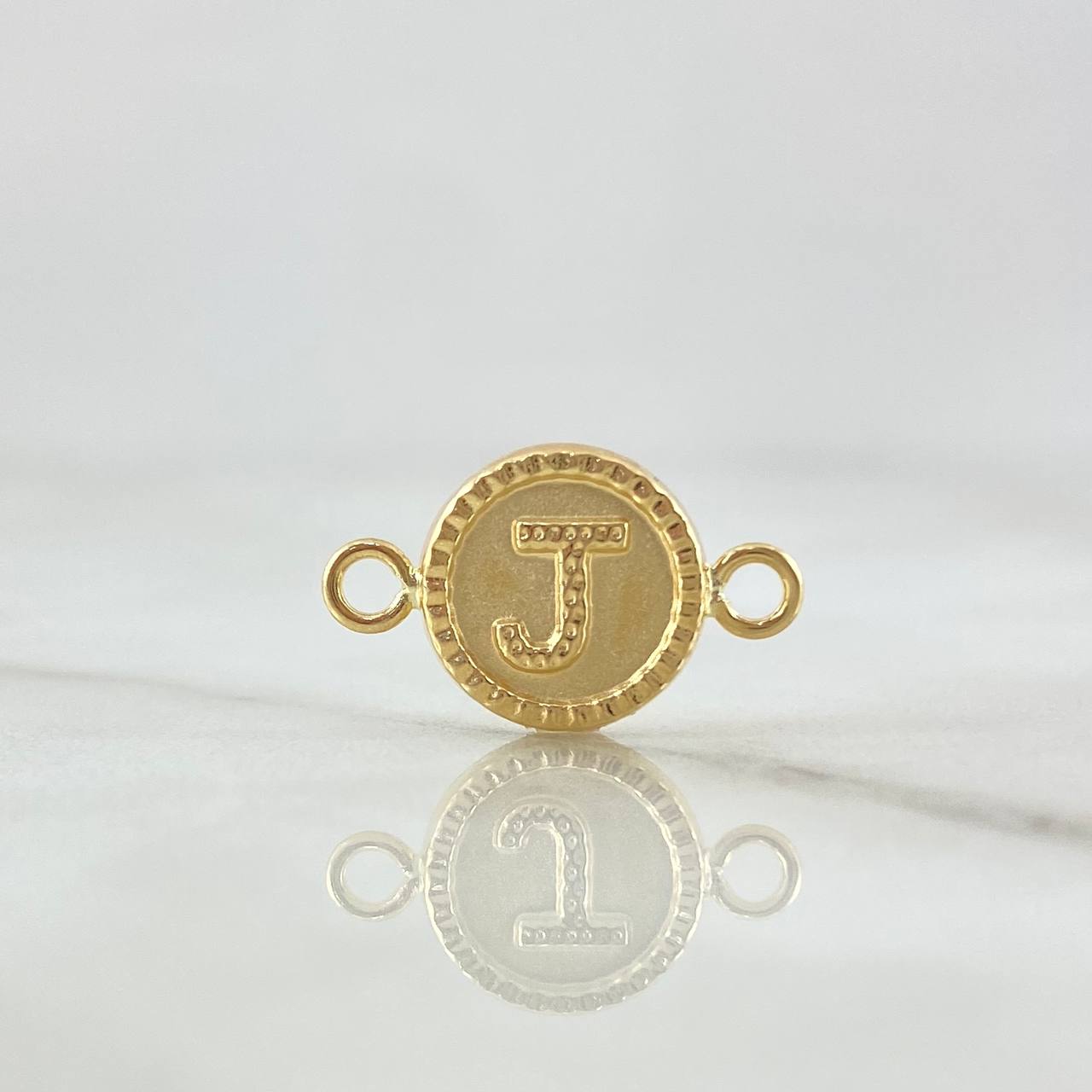 Herraje Letra J Mate 0.6gr / 1.7cm / Circulo Bordeado Oro Amarillo 18K