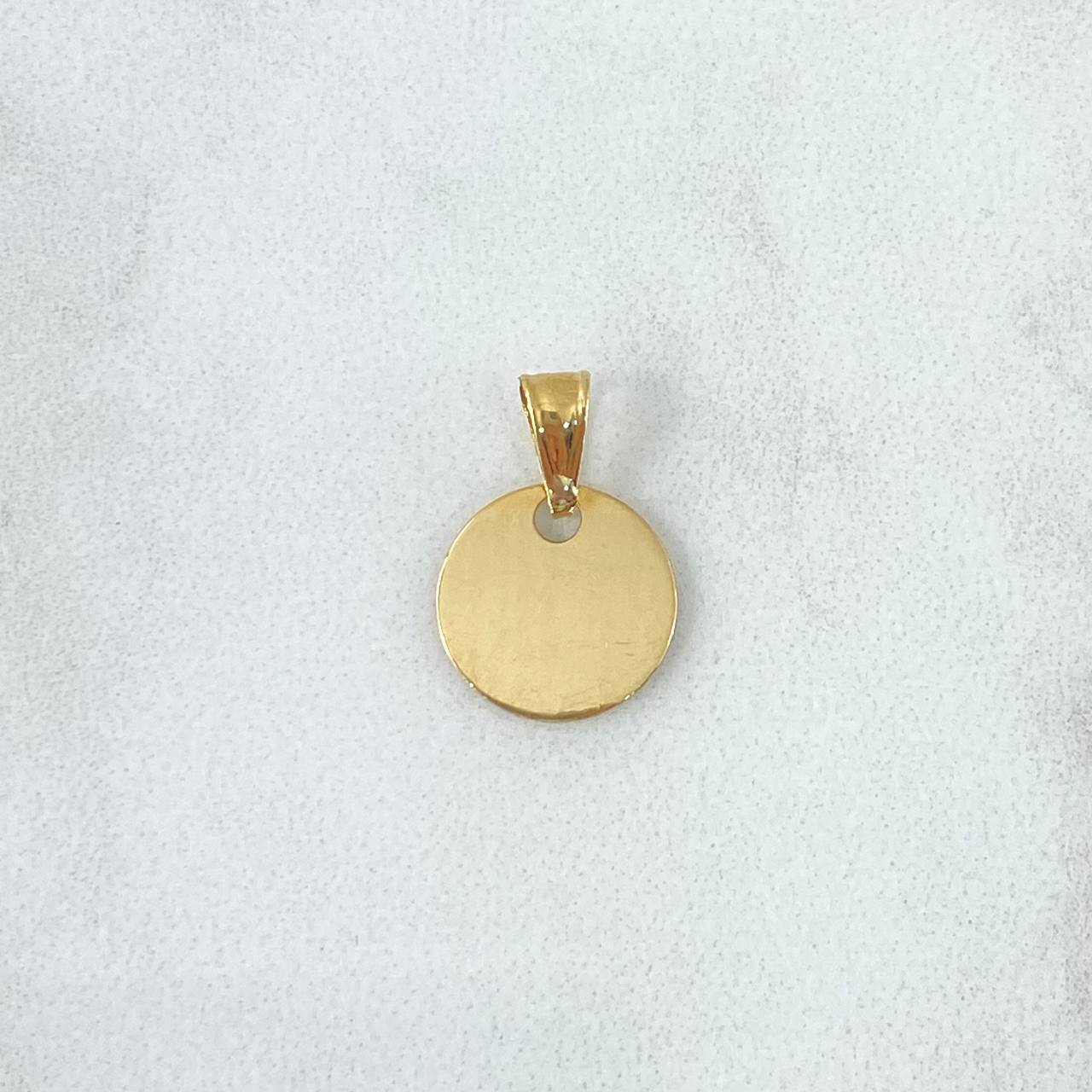 Pendant Smooth Circular Plate 0.55gr / 1cm - 1.6cm / Carved Internal Charger 18K Yellow Gold ©