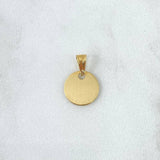 Pendant Smooth Circular Plate 0.55gr / 1cm - 1.6cm / Carved Internal Charger 18K Yellow Gold ©