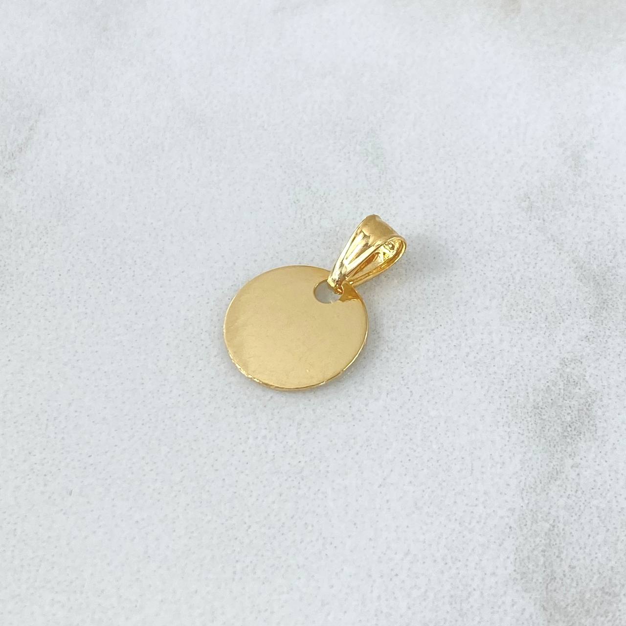 Pendant Smooth Circular Disc 0.6gr / 1cm - 1.6cm / Carved Internal Charger 18K Yellow Gold