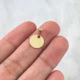 Pendant Smooth Circular Disc 0.6gr / 1cm - 1.6cm / Carved Internal Charger 18K Yellow Gold