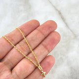 Set Cadena Lazo 0.95gr / 50cm / 1.2mm + Dije Cruz 0.25gr / 1.5cm Lisa 1.2gr Oro Amarillo 18K (Oferta) *