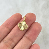 Dije Trebol VCyA 1.65gr / 1.7cm / Diamantado Punteado Oro Amarillo 18K