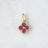 Pendant Textured Edge Flower 1.15gr / 1.5cm / Fuchsia Zircons 18K Yellow Gold ©