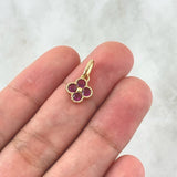 Pendant Textured Edge Flower 1.15gr / 1.5cm / Fuchsia Zircons 18K Yellow Gold ©