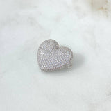 Pendant Double Loop Puffy Heart 6.65gr / 2.1cm / White Zircons 18K Yellow Gold *