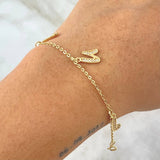 Classic Link Bracelet Letters 2.95gr / 18cm / 1.5mm "L-U-I-S-A" White Zircons 18K Yellow Gold ©