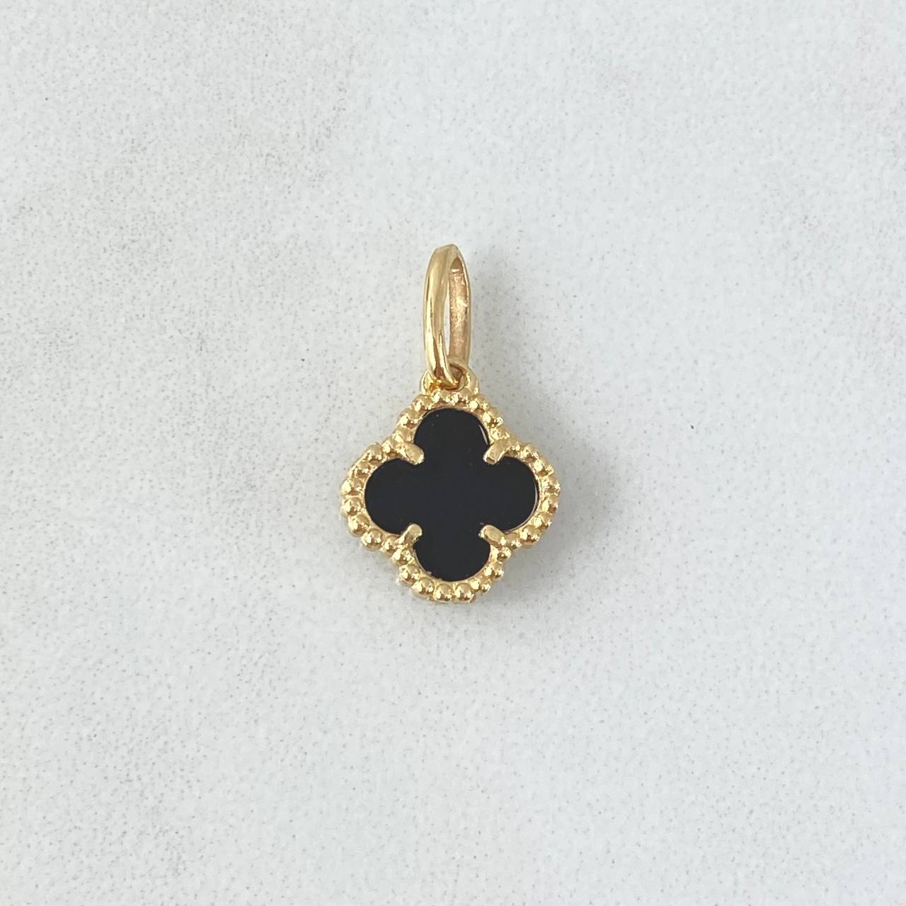 Pendant Trebol VCyA 1.55gr / 1.9cm / Black Onyx Dotted 18K Yellow Gold