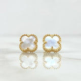 Stud Earrings Clover White 2.7gr / 1cm / 18K Yellow Gold Nac.Esp. ©
