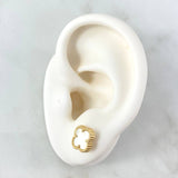 Stud Earrings Clover White 2.7gr / 1cm / 18K Yellow Gold Nac.Esp. ©