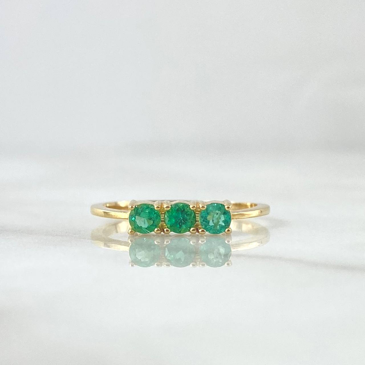 Trinity Ring 1.9gr T6 1/2 Emeralds 36pts Yellow Gold (Jewel)