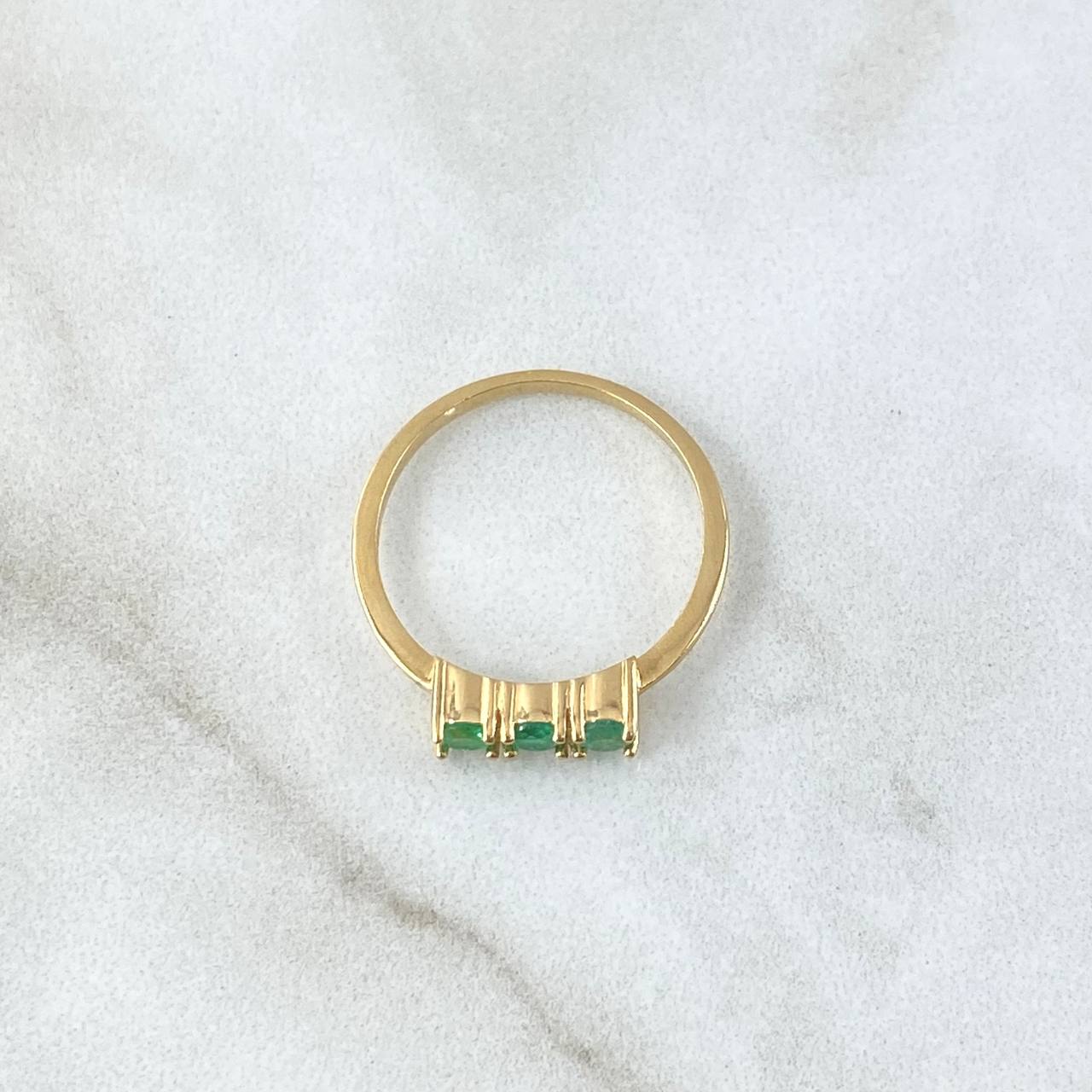 Trinity Ring 1.9gr T6 1/2 Emeralds 36pts Yellow Gold (Jewel)