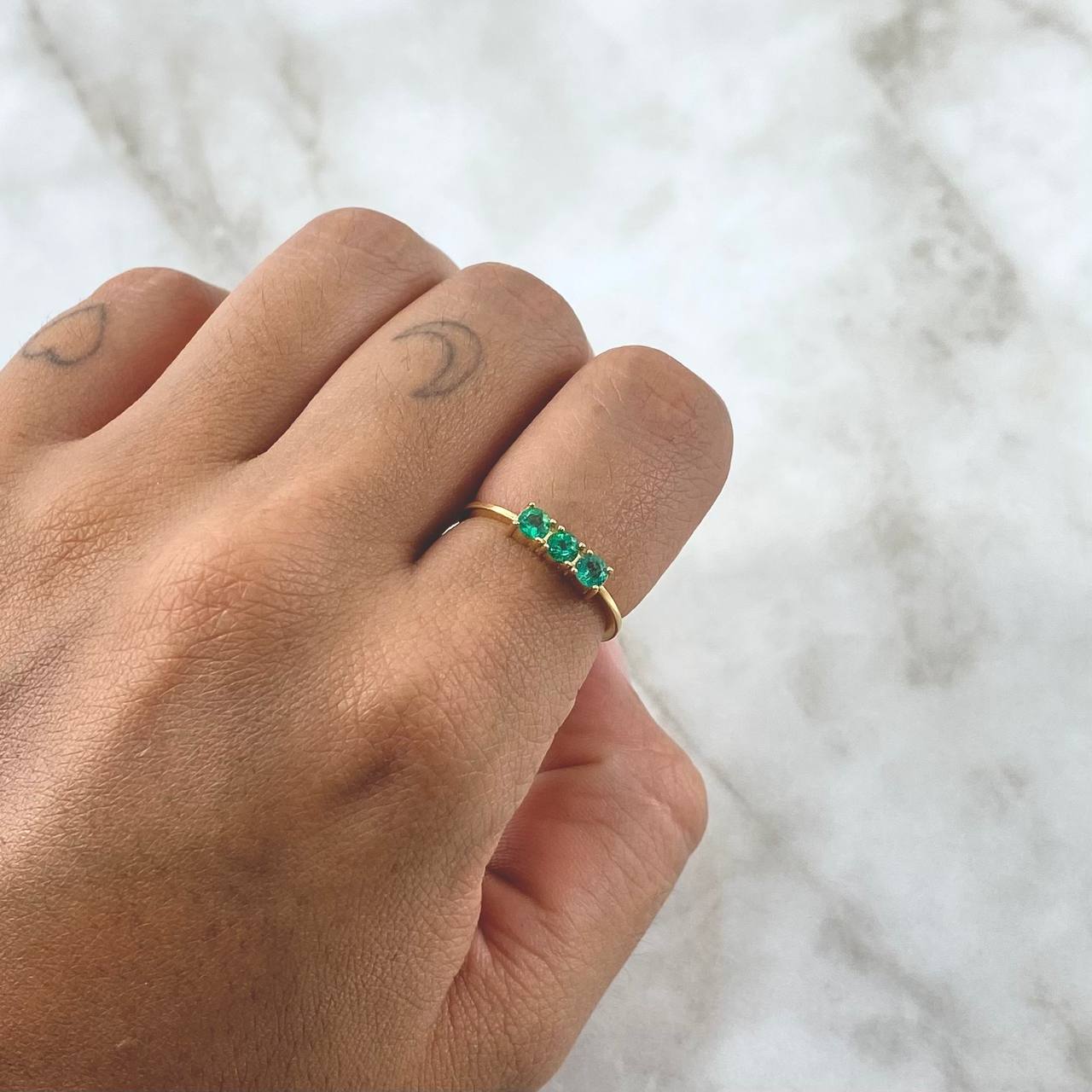 Trinity Ring 1.9gr T6 1/2 Emeralds 36pts Yellow Gold (Jewel)
