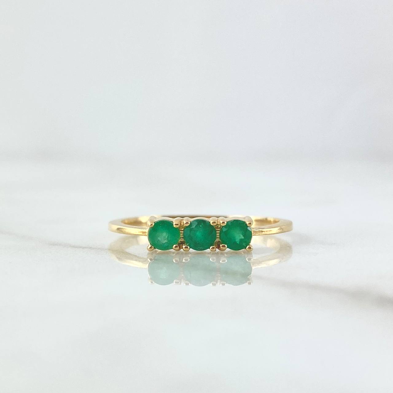 Trinity Ring 1.95gr Size 7 Emeralds 36pts Yellow Gold (Jewel) ©