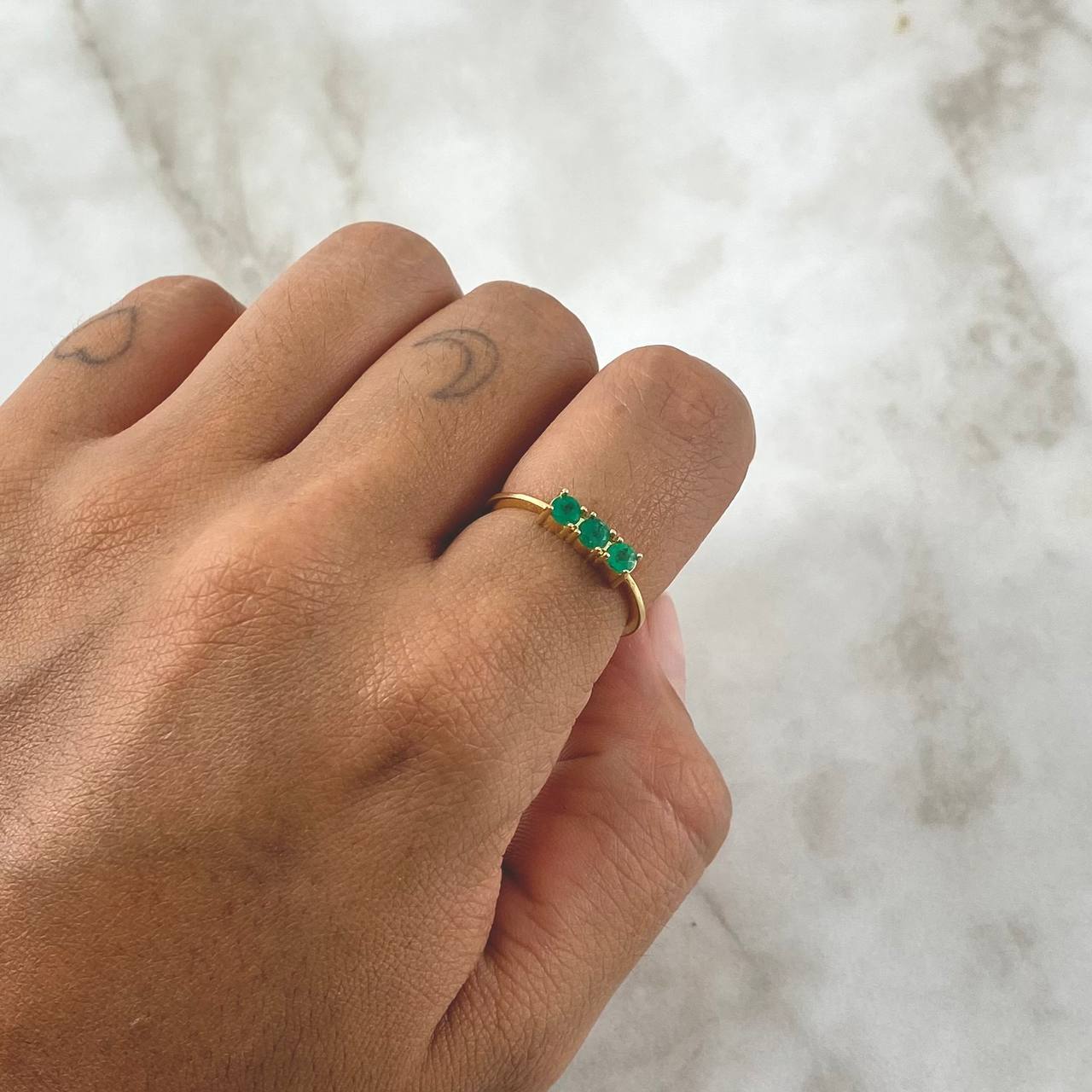 Trinity Ring 1.95gr Size 7 Emeralds 36pts Yellow Gold (Jewel) ©