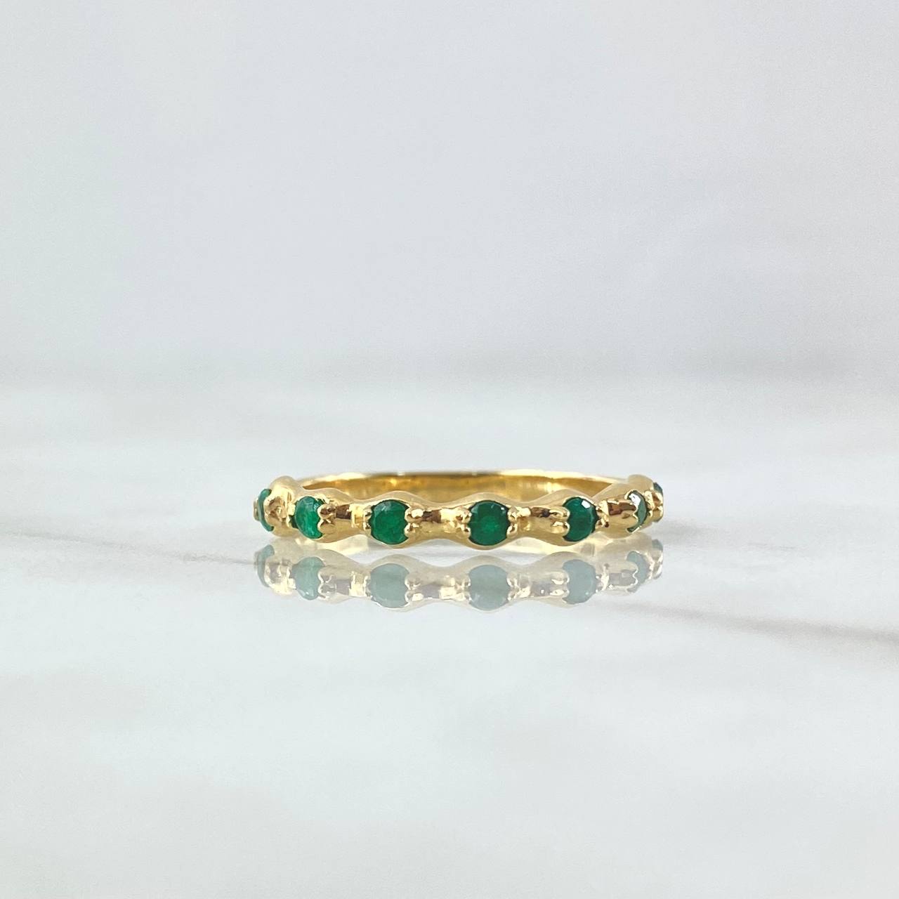 Submerged Segments Ring 2.2gr Size 7 1/4 22pts Emeralds Yellow Gold (Jewel) ©