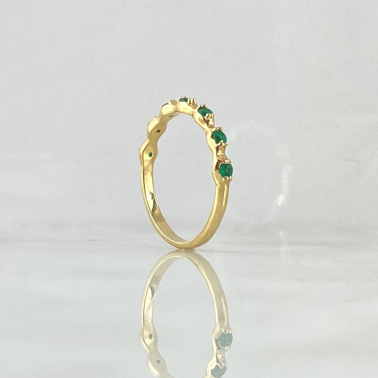 Submerged Segments Ring 2.2gr Size 7 1/4 22pts Emeralds Yellow Gold (Jewel) ©