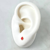 Stud Earrings Clover 0.55gr / 4mm Dotted Edge Red Resin 18K Yellow Gold