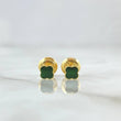 Stud Earrings Clover 0.55gr / 4mm Dotted Edge Green Resin 18K Yellow Gold