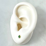 Stud Earrings Clover 0.55gr / 4mm Dotted Edge Green Resin 18K Yellow Gold