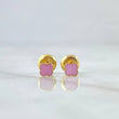Stud Earrings Clover 0.55gr / 4mm Dotted Edge Pink Resin 18K Yellow Gold *