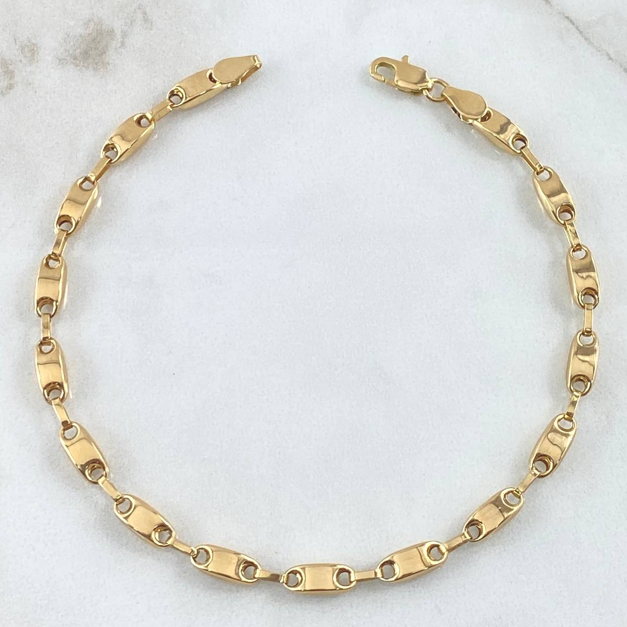 Pulso Rustico Barril 4.5gr / 20cm / 4mm Liso Oro Amarillo 18K