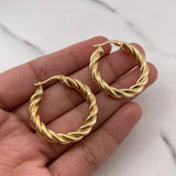 Hoop Earrings Luxe 5.2gr / 3cm / Twisted 18K Yellow Gold $