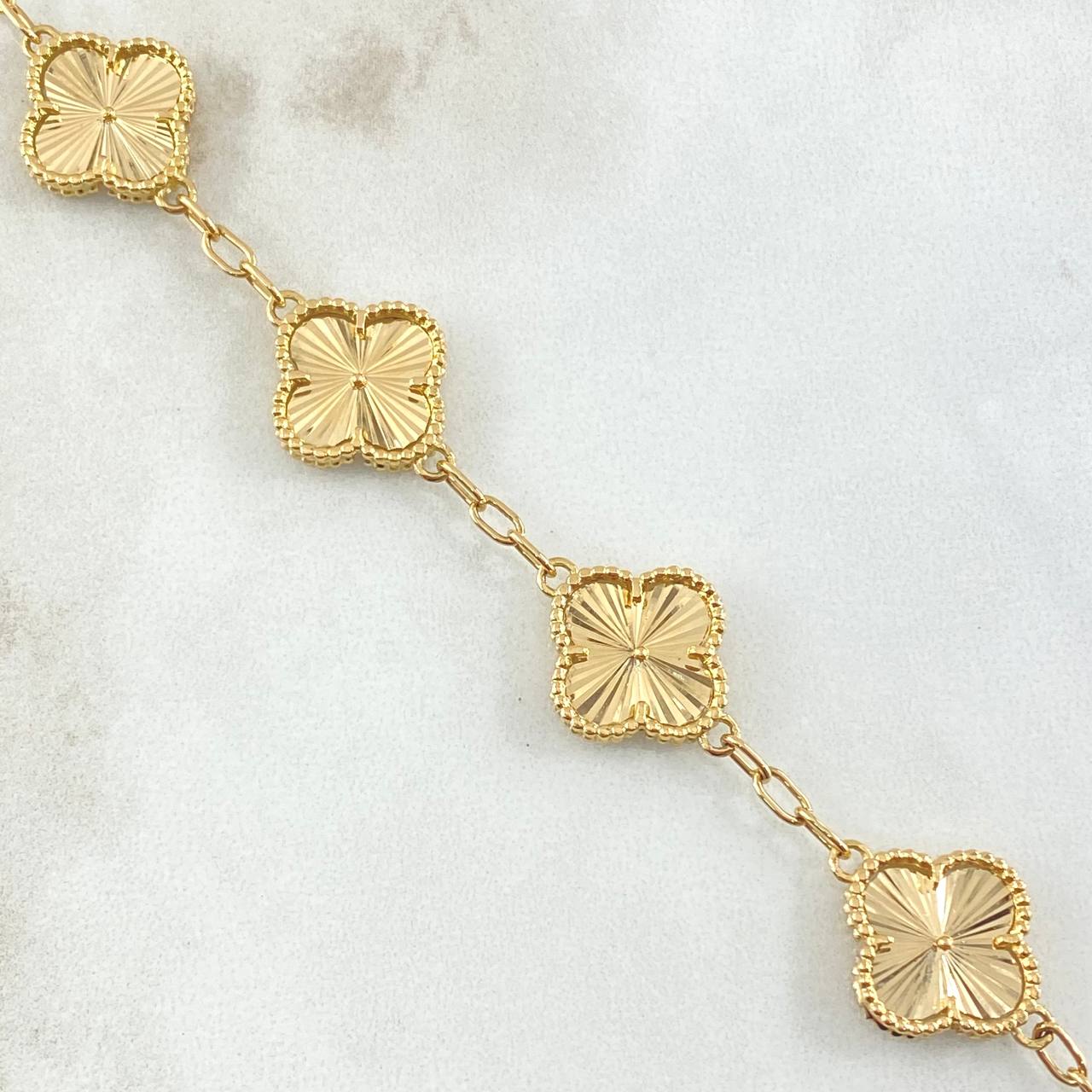 Classic Link Bracelet Clover VCyA 11.9gr / 18cm / 2.7mm Diamond Cut 18K Yellow Gold ©