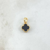 Dije Trebol VCyA 1.25gr / 1.5cm / Onix Negro Punteado Oro Amarillo 18K ©