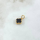 Dije Trebol VCyA 1.25gr / 1.5cm / Onix Negro Punteado Oro Amarillo 18K ©