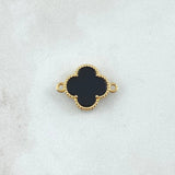 Herraje Trebol VCyA 1.85gr / 2.5cm / Onix Negro Punteado Oro Amarillo 18K ©