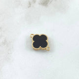 Herraje Trebol VCyA 1.85gr / 2.5cm / Onix Negro Punteado Oro Amarillo 18K ©