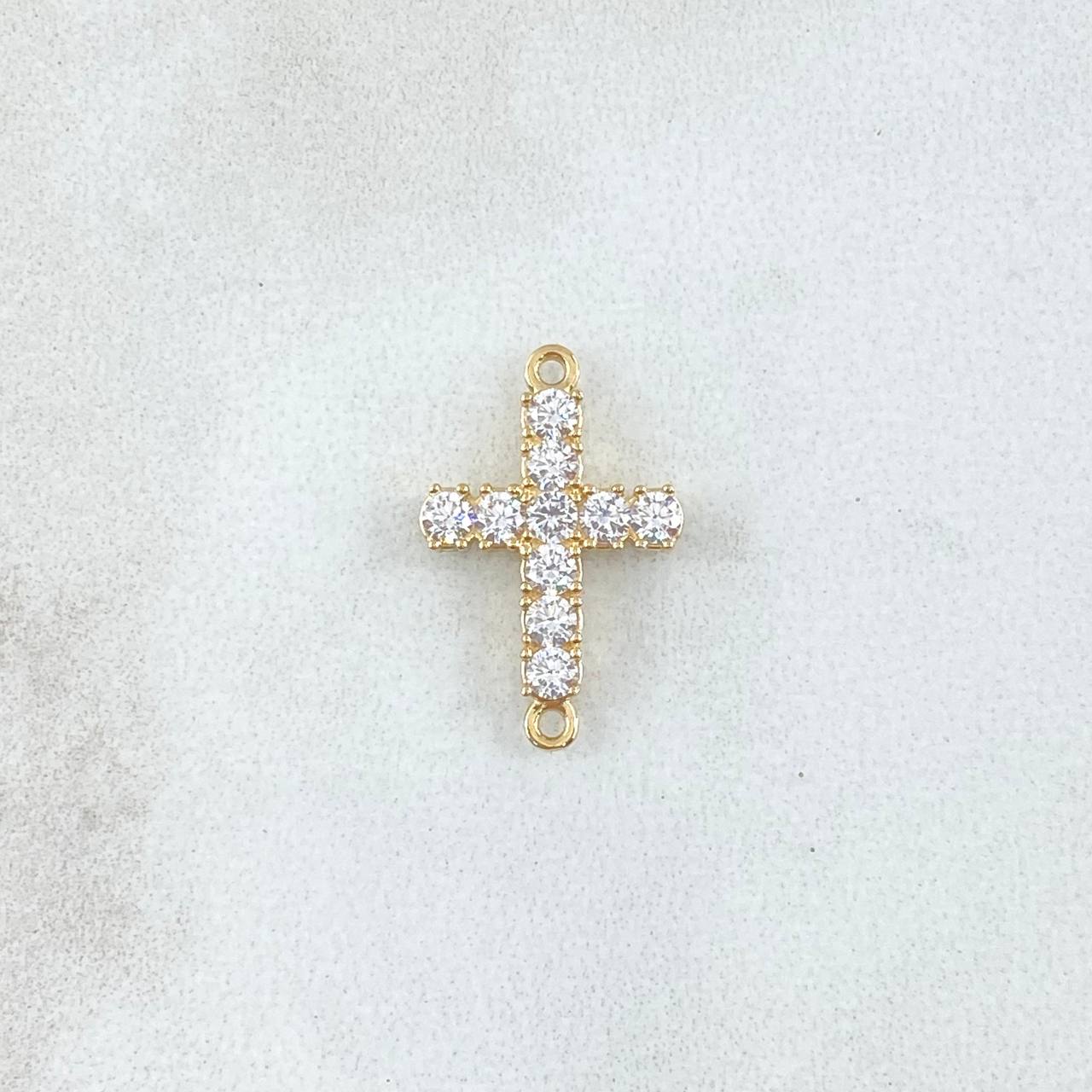 Charm Cross Tupida 1gr / 2cm / White Zircons 18K Yellow Gold ©