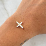 Charm Cross Tupida 1gr / 2cm / White Zircons 18K Yellow Gold ©