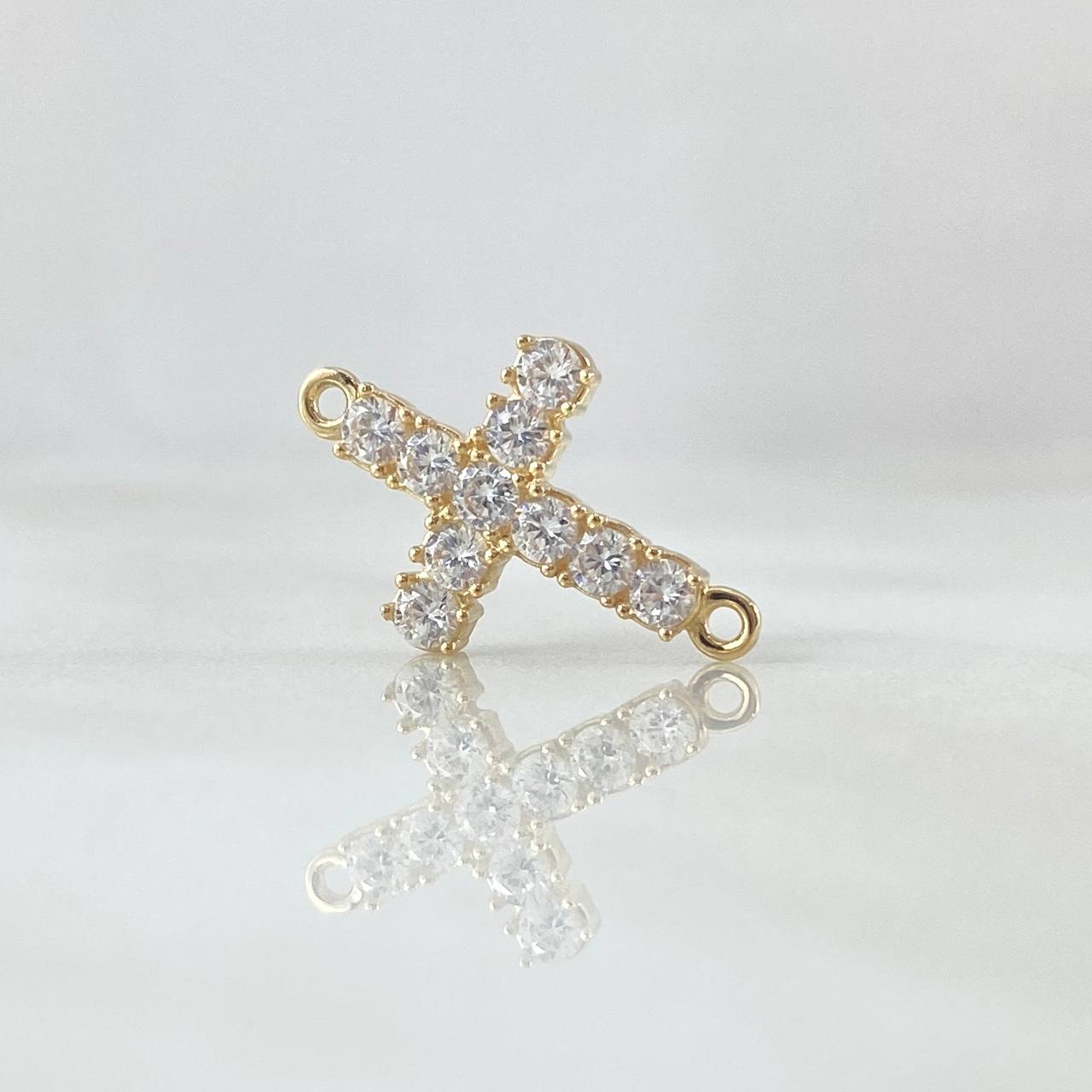 Charm Cross Tupida 1gr / 2cm / White Zircons 18K Yellow Gold ©