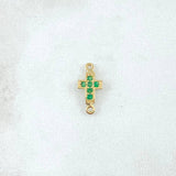 Charm Cross 0.45gr / 1cm / Green Zircons 18K Yellow Gold