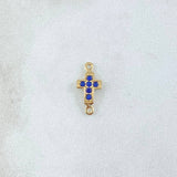 Charm Cross 0.4gr / 1cm / Blue Zircons 18K Yellow Gold ©
