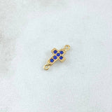 Charm Cross 0.4gr / 1cm / Blue Zircons 18K Yellow Gold ©