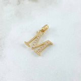 Dije Letra M 2.05gr / 2cm / Circones Blancos Oro Amarillo 18K ©