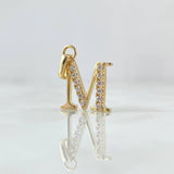 Dije Letra M 2.05gr / 2cm / Circones Blancos Oro Amarillo 18K ©