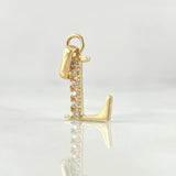 Dije Letra L 1.2gr / 2cm / Circones Blancos Oro Amarillo 18K ©