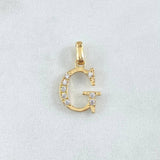 Dije Letra G 1.25gr / 2cm / Circones Blancos Oro Amarillo 18K ©
