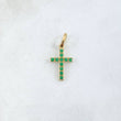 Dije Cruz Tupida 0.55gr / 2.5cm / Circones Verdes Oro Amarillo 18K ©