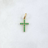 Dije Cruz Tupida 0.55gr / 2.5cm / Circones Verdes Oro Amarillo 18K ©