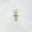 Dije Cruz Doble Faz 0.65gr / 2cm / Circones Blancos Verdes Oro Amarillo 18K