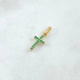 Dije Cruz Cruz Doble Faz 0.6gr / 2.5cm / Circones Blancos Verdes Oro Amarillo 18K ©