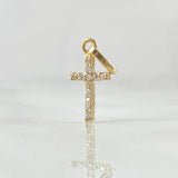 Dije Cruz Doble Faz 0.65gr / 2cm / Circones Blancos Verdes Oro Amarillo 18K