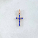 Dije Cruz Tupida 1.25gr / 3cm / Circones Azules Oro Rosa 18K ©