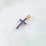 Dije Cruz Tupida 1.25gr / 3cm / Circones Azules Oro Rosa 18K ©