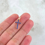 Dije Cruz Tupida 1.25gr / 3cm / Circones Azules Oro Rosa 18K ©